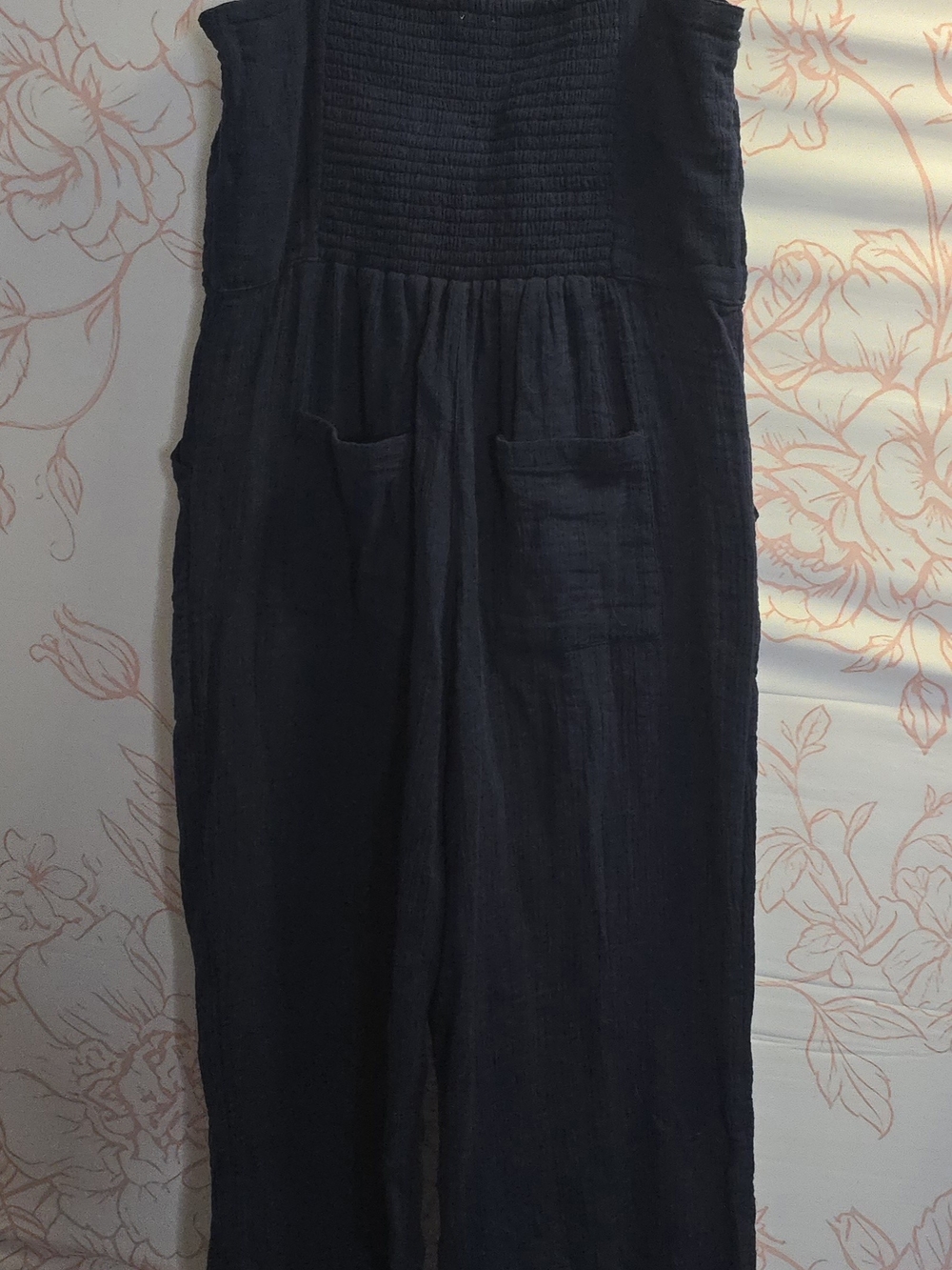 Carve Designs Organic Cotton Navy Spaghetti-Strap Wide-Leg Jumpsuit - Picture 3 of 5